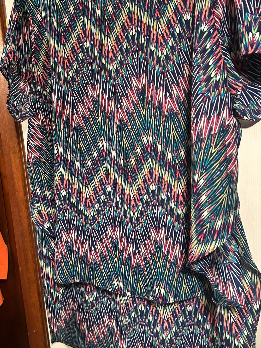 Cato Multi-Color Chevron Print Tunic - Navy, Teal, Pink, Yellow, Cream